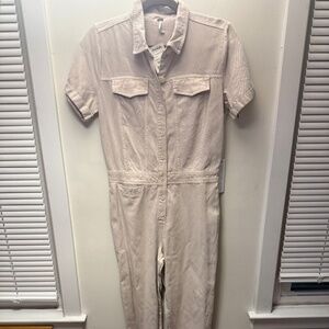Young Fabulous & Broke NWT Aviator Jumpsuit S Beige Denim Coverall Utility